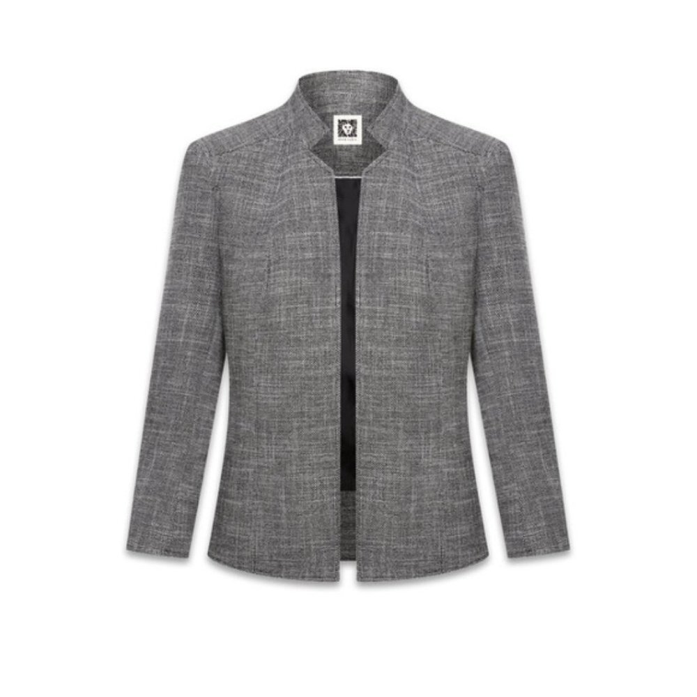 Anne Klein Stand Collar Tweed Jacket Blazer - Picture 3 of 4